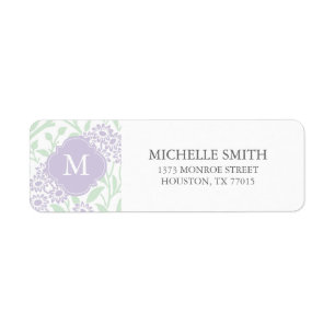 Motif Monogramme Violet Vert Floral Damask