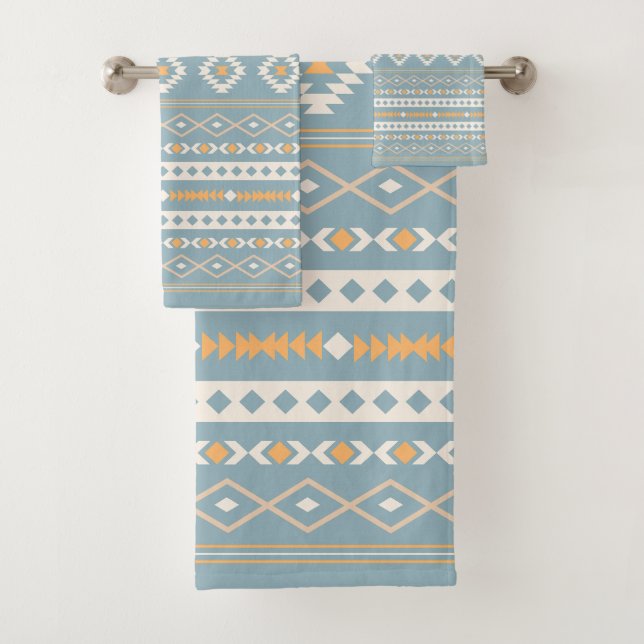 Motif Motif Mixte Aztec Crème Bleu Orange (En situation)