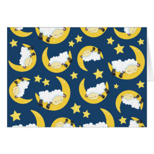 Motif mouton, Mouton couché, Lune, Étoiles
