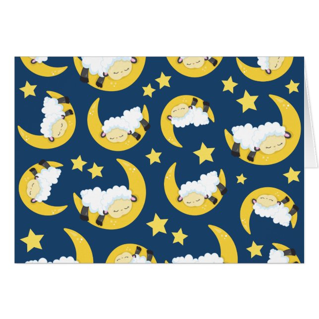 Motif mouton, Mouton couché, Lune, Étoiles (Devant horizontal)