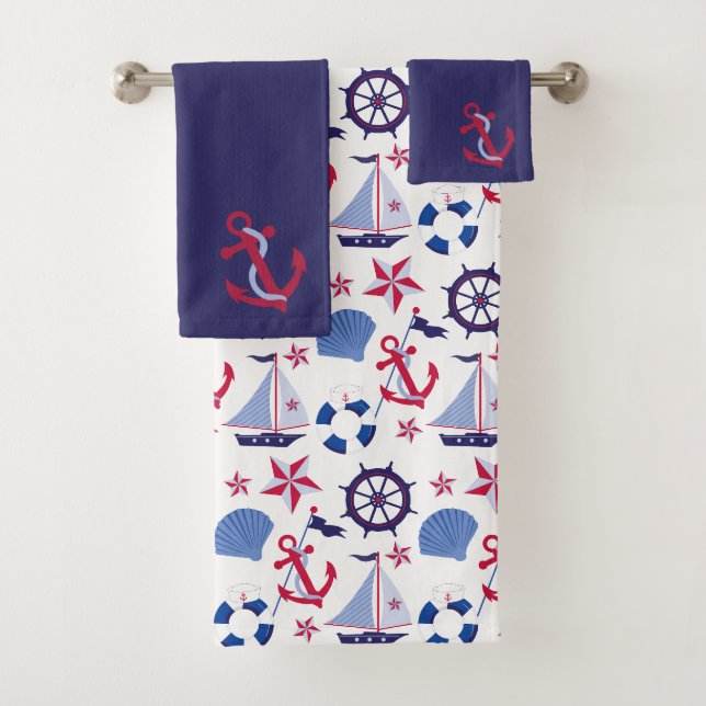 Motif nautique rouge de bleu marine (En situation)