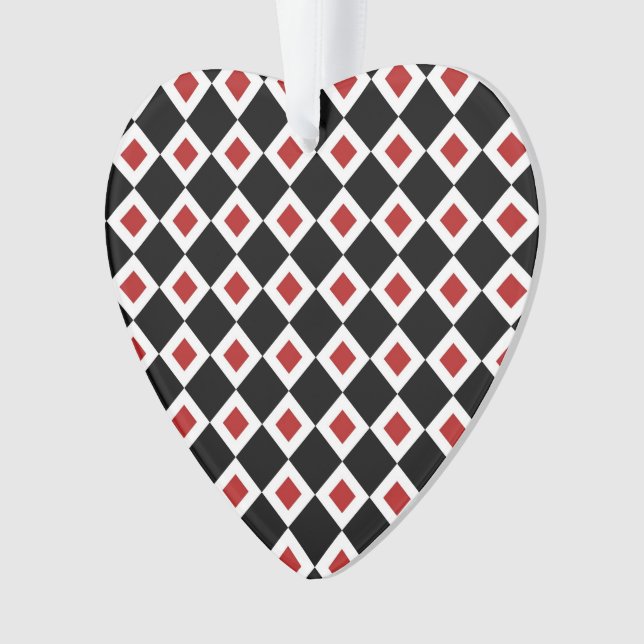 Motif noir, blanc, diamant rouge (devant)