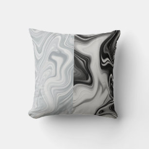 Motif noir/blanc marbré Coussin réversible