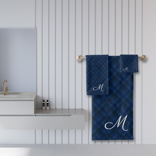 Motif noir bleu mat Monogramme (Créateur téléchargé)