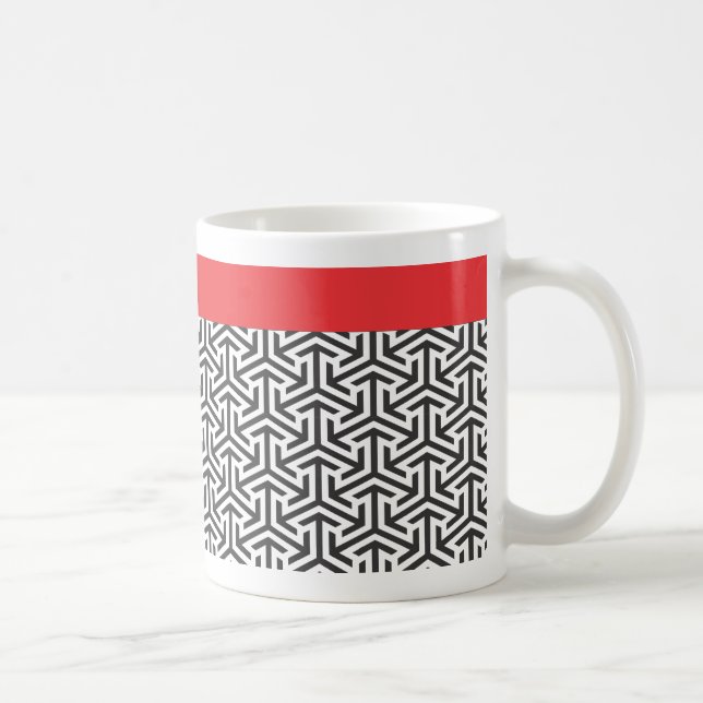 Motif noir et blanc Bande rouge Mug personnalisé (Droite)