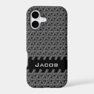 Motif noir gris acier cubique nom personnalisé