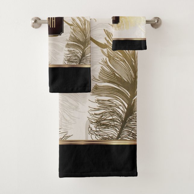 Motif noir, or et Brown - Monogramme (En situation)