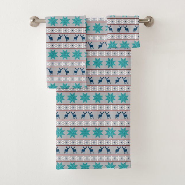 Motif nordique de flocon de neige bleu de cerfs (En situation)