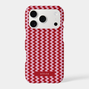 Motif ondulé gras rouge rose avec nom