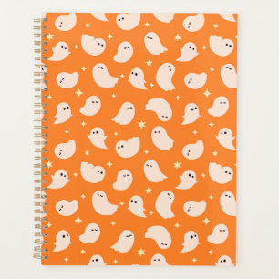 Motif Orange Ghost Doodle