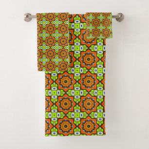 Motif orange, vert et bleu