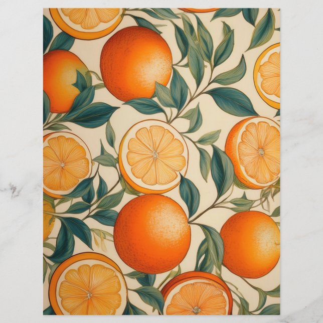Motif orange vintage Papier fixe (Devant)