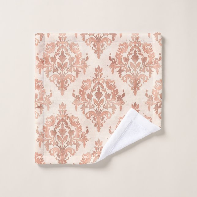 Motif ornemental aquarelle damassé pêche chaud (Gant de toilette)