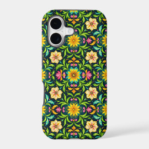 Motif ornemental floral aux couleurs vives