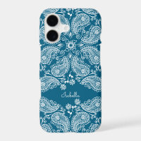 Motif Paisley Dessiné à la Main sur Teal