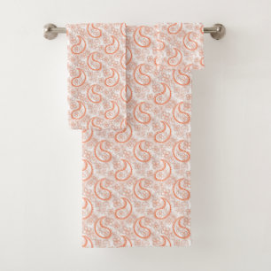 Motif paisley monochrome beige blanc orange.