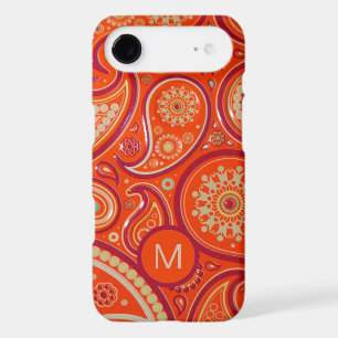 Motif Paisley Orange Orné Monogramme