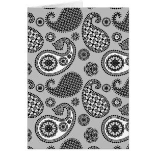 Motif Paisley, tons gris, noir et blanc