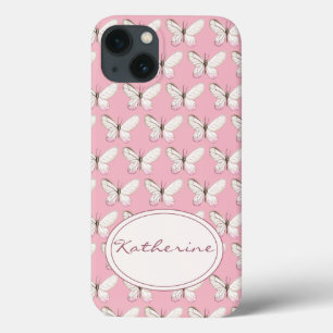 Motif papillon aquarelle coque iphone rose