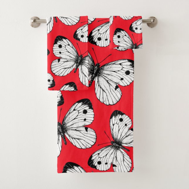 Motif papillon de chou sur rouge (En situation)