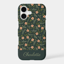Motif pastel floral aquarelle vert foncé