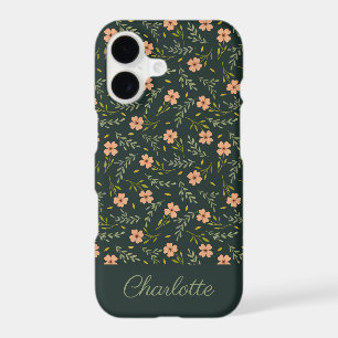 Motif pastel floral aquarelle vert foncé