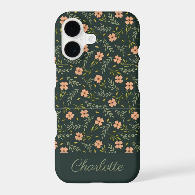 Motif pastel floral aquarelle vert foncé (Verso)