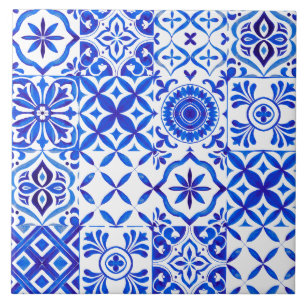 Motif Patchwork de Carreaux d'Azulejo Rouges Décor