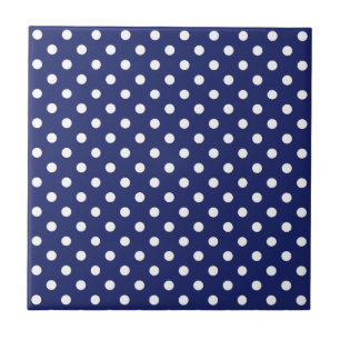 Motif Peas Blanc Marine Blue Tile