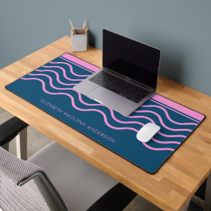 Motif personnalisé Bleu et rose rayures ondulées