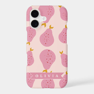 Motif personnalisé de poire rose, joli fruit fémin