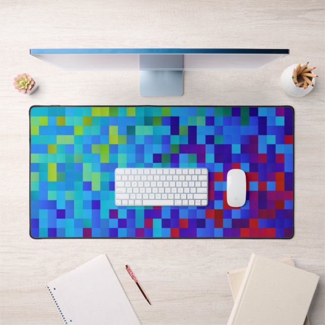 motif Pixel 8 bits Abstrait Cool Geeky Blue Red (Bureau 1)