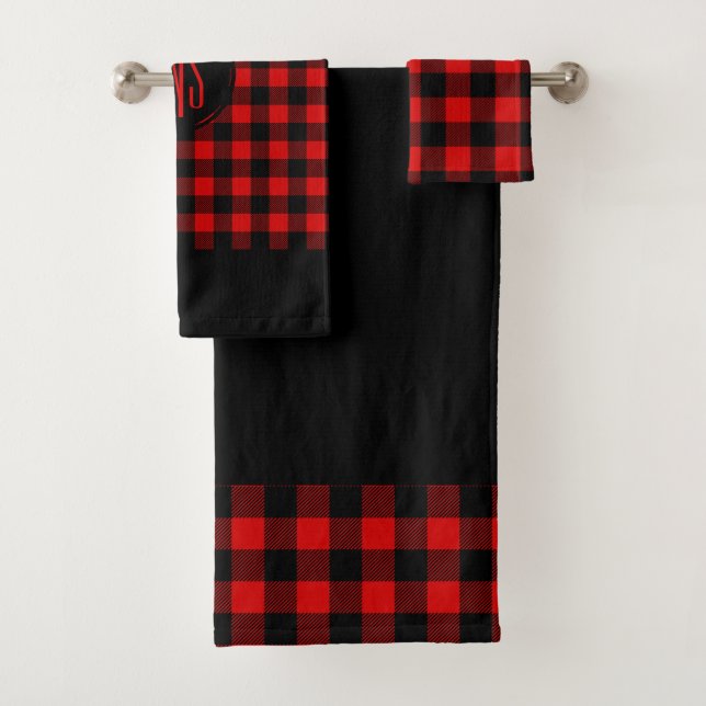 Motif Plaid de bison noir rouge (En situation)