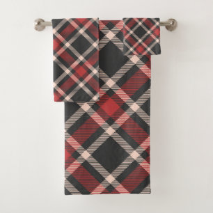 Motif plaid en rouge noir et blanc