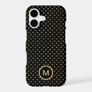Motif Points Dorés Monogramme Initial Noir