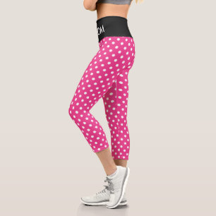 Motif pois rose et blanc Capri Leggings 