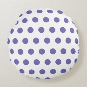 Motif pois violet sur coussin rond blanc