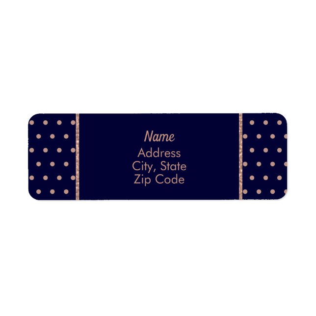Motif Polka Dot Texté bleu marine et or Rose (Devant)