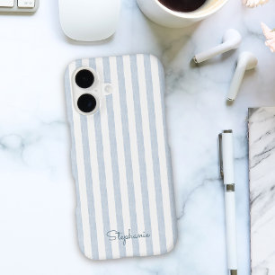 Motif rayé bleu clair et blanc avec nom personnali