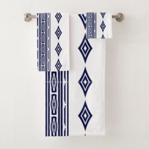Motif rayé tribal aztèque bleu marine et blanc