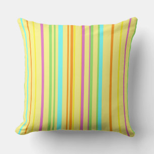 Motif rayures colorées Coussin jeté jaune personna