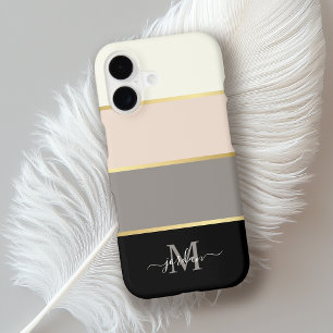 Motif rayures féminines élégantes avec monogramme