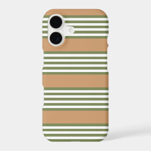 Motif rayures vert olive et blanc avec beige