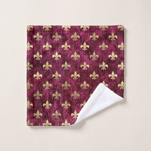 Motif Red Velvet Fleur De Lis Mardi Gras Orleans (Gant de toilette)