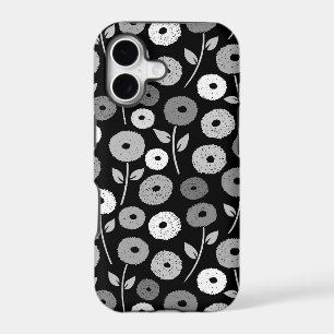 Motif répété de fleurs floues monochrome