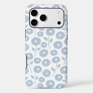 Motif Répété Fleur Floue Bleu sur Blanc