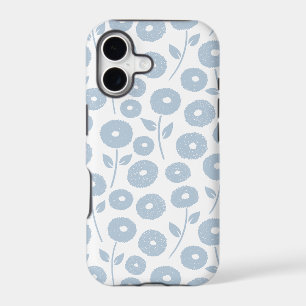 Motif Répété Fleur Floue Bleu sur Blanc