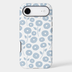Motif Répété Fleur Floue Bleu sur Blanc