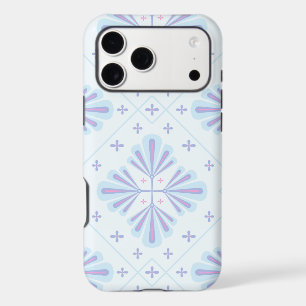 Motif répétitif floral géométrique bleu pastel
