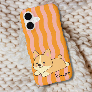 Motif Rétro Corgi à Rayures Ondulées